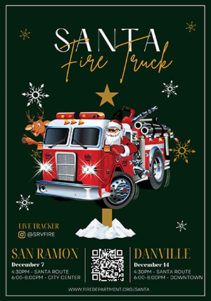 Santa Rides a Fire Truck Poster with Dates combined see FireDepartment.org/santa Flyer Thumbnail