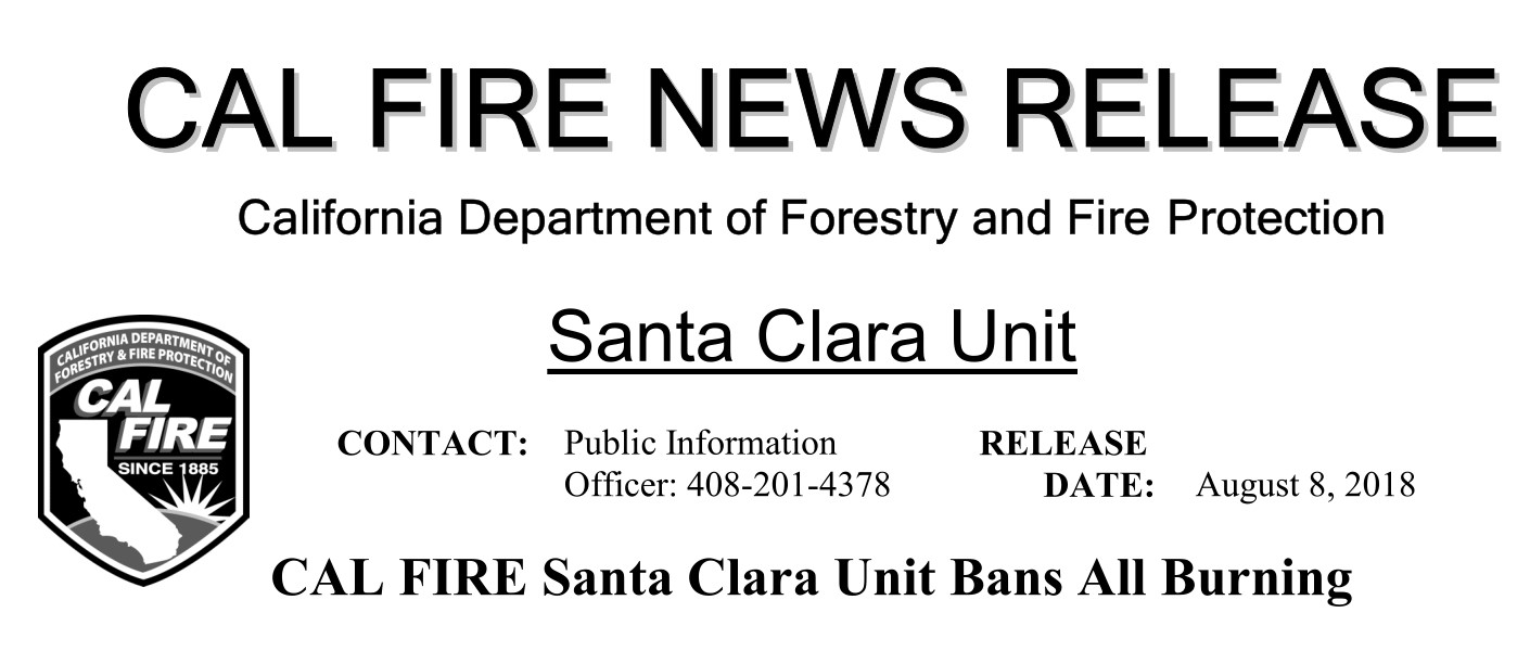 Cal Fire Burn Ban News Release